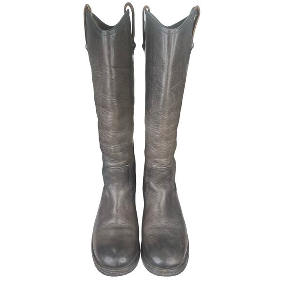 Frye Women’s Melissa Button Gray Leather Lug Sole Riding Boot Size US 9 - Picture 7 of 9